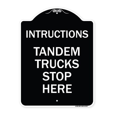 Signmission Truck Instructions Tandem Trucks Stop Here Heavy-Gauge Aluminum Sign, 24" x 18", BW-1824-22787 A-DES-BW-1824-22787